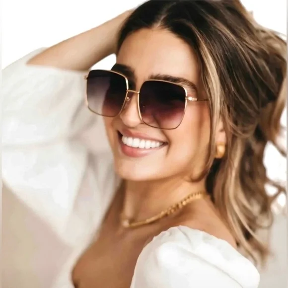 Ray-Ban Womens Sunglasses Rose Lens RB1971 Square Metal Frame 9151/AA  54-19-145 - Picture 7 of 16